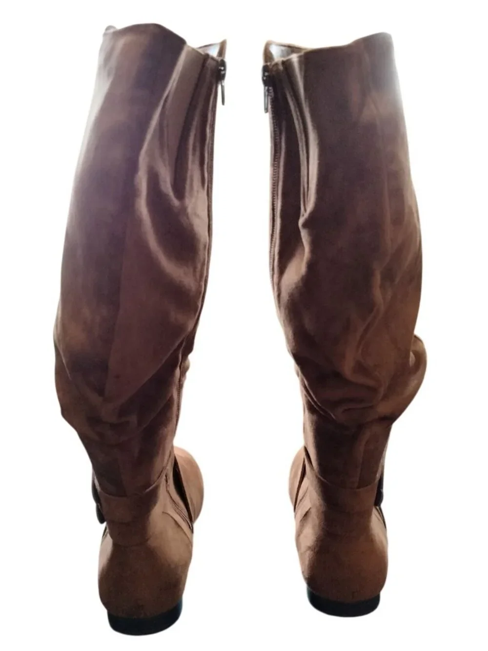 Mysoft Size 10 XW Boots Extra Wide Calf Slouchy Knee-High Dark Brown Side Zipper